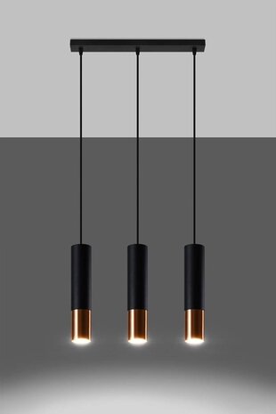Sollux Lighting LED Hängeleuchte Schwarz Kupfer LOOPEZ - 3 x GU10 Fassung - exkl. LED's