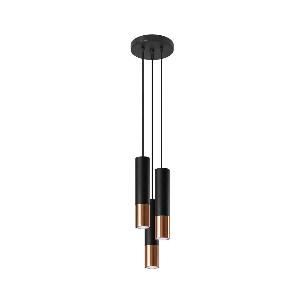 Sollux Lighting LED Hängeleuchte Schwarz Kupfer LOOPEZ - 3 x GU10 Fassung - exkl. LED's
