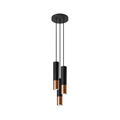Sollux Lighting LED Hängeleuchte Schwarz Kupfer LOOPEZ - 3 x GU10 Fassung - exkl. LED's