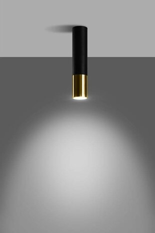 Sollux Lighting LED Deckenspot Schwarz Gold LOOPEZ - 1 x GU10 Fassung - exkl. LED's Sollux Lighting LED Deckenspot Schwarz Gold LOOPEZ - 1 x GU10 Fassung - exkl. LED's