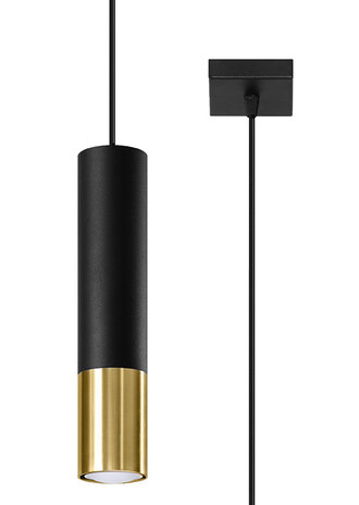 Sollux Lighting LED Hängeleuchte Schwarz Gold LOOPEZ - 1 x GU10 Fassung - exkl. LED's Sollux Lighting LED Hängeleuchte Schwarz Gold LOOPEZ - 1 x GU10 Fassung - exkl. LED's