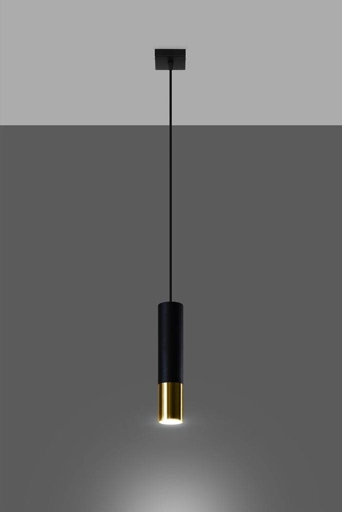 Sollux Lighting LED Hängeleuchte Schwarz Gold LOOPEZ - 1 x GU10 Fassung - exkl. LED's Sollux Lighting LED Hängeleuchte Schwarz Gold LOOPEZ - 1 x GU10 Fassung - exkl. LED's