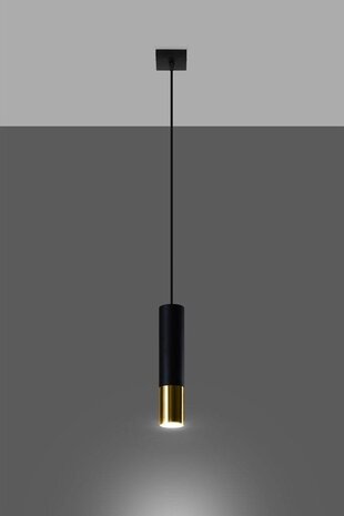 Sollux Lighting LED Hängeleuchte Schwarz Gold LOOPEZ - 1 x GU10 Fassung - exkl. LED's Sollux Lighting LED Hängeleuchte Schwarz Gold LOOPEZ - 1 x GU10 Fassung - exkl. LED's