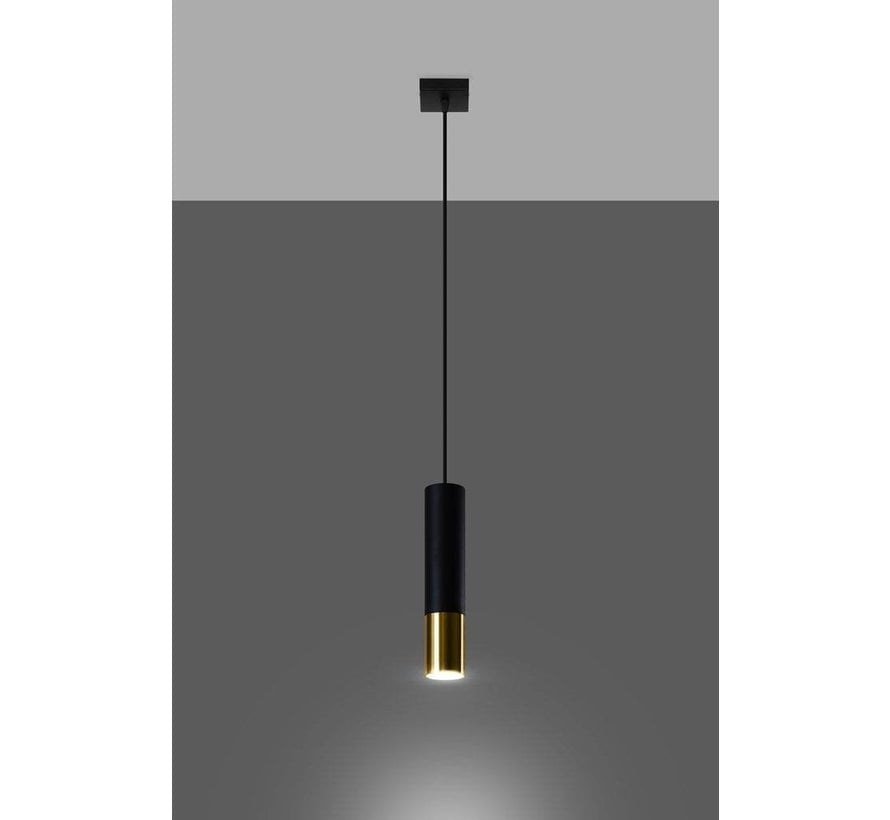 LED Hängeleuchte Schwarz Gold LOOPEZ - 1 x GU10 Fassung