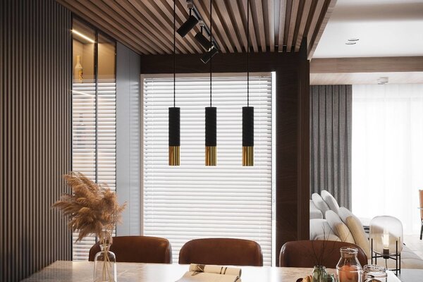 SOLLUX Lighting Group LED Hängeleuchte Schwarz Gold LOOPEZ - 1 x GU10 Fassung - exkl. LED's