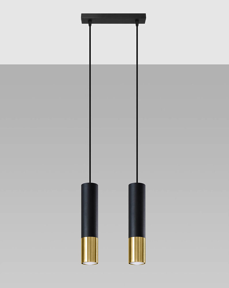 Sollux Lighting LED Hängeleuchte Schwarz Gold LOOPEZ - 2 x GU10 Fassung - exkl. LED's