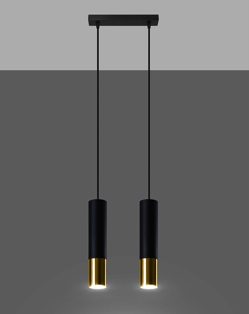 Sollux Lighting LED Hängeleuchte Schwarz Gold LOOPEZ - 2 x GU10 Fassung - exkl. LED's