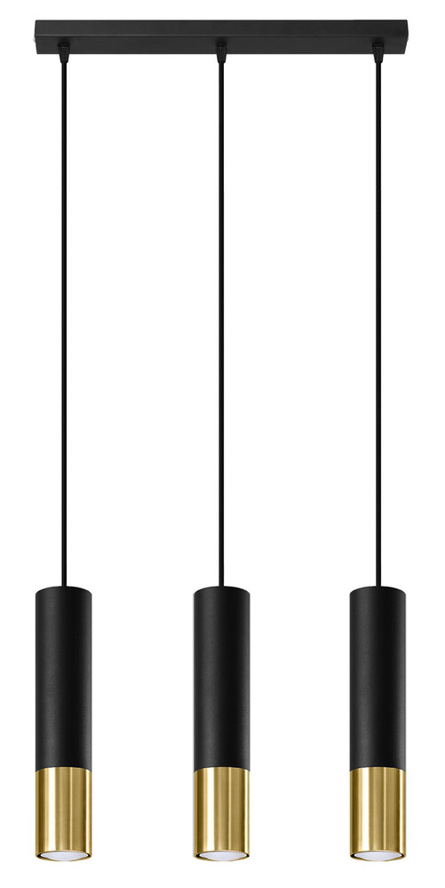 Sollux Lighting LED Hängeleuchte Schwarz Gold LOOPEZ - 3 x GU10 Fassung - exkl. LED's Sollux Lighting LED Hängeleuchte Schwarz Gold LOOPEZ - 3 x GU10 Fassung - exkl. LED's