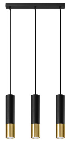 Sollux Lighting LED Hängeleuchte Schwarz Gold LOOPEZ - 3 x GU10 Fassung - exkl. LED's Sollux Lighting LED Hängeleuchte Schwarz Gold LOOPEZ - 3 x GU10 Fassung - exkl. LED's