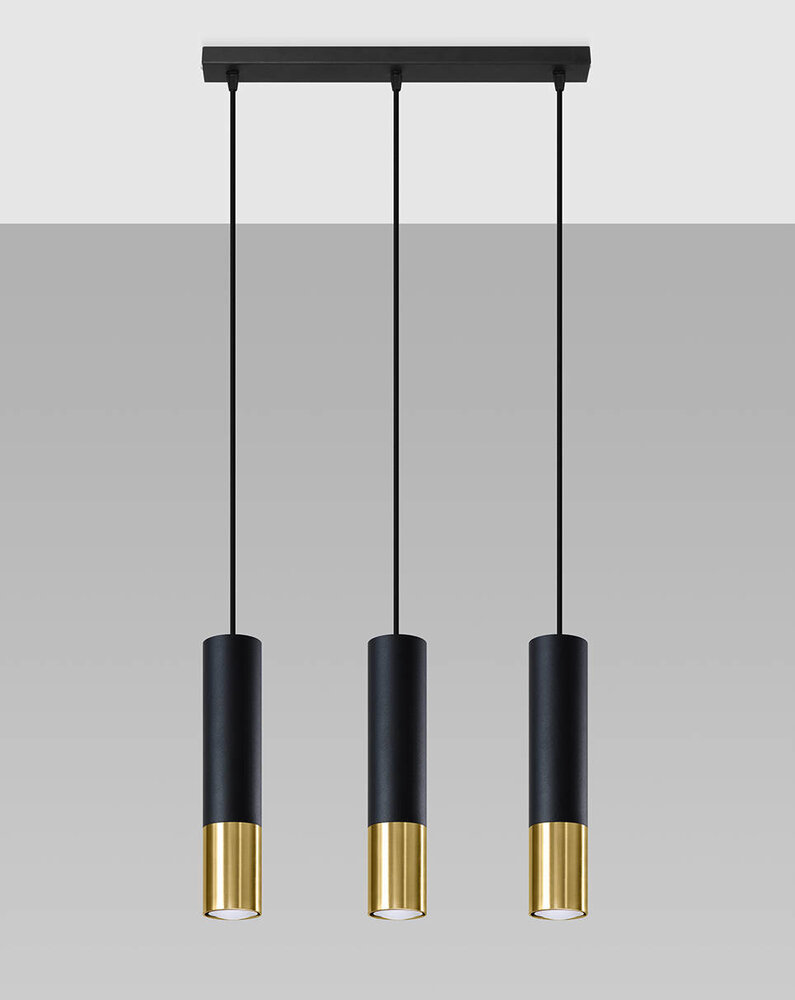 Sollux Lighting LED Hängeleuchte Schwarz Gold LOOPEZ - 3 x GU10 Fassung - exkl. LED's Sollux Lighting LED Hängeleuchte Schwarz Gold LOOPEZ - 3 x GU10 Fassung - exkl. LED's