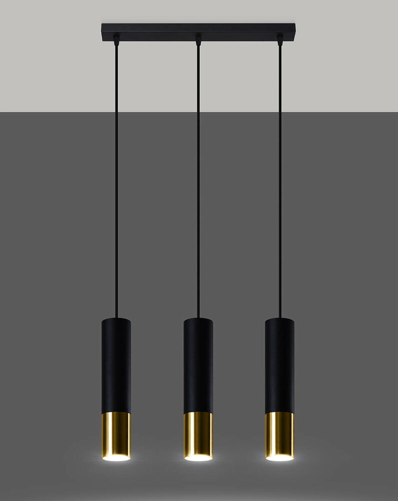 SOLLUX Lighting Group LED Hängeleuchte Schwarz Gold LOOPEZ - 3 x GU10 Fassung - exkl. LED's