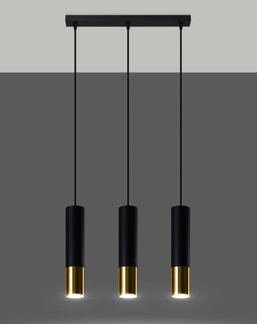 SOLLUX Lighting Group LED Hängeleuchte Schwarz Gold LOOPEZ - 3 x GU10 Fassung - exkl. LED's