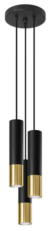 Sollux Lighting LED Wandleuchte Schwarz Gold LOOPEZ - 3 x GU10 Fassung - exkl. LED's