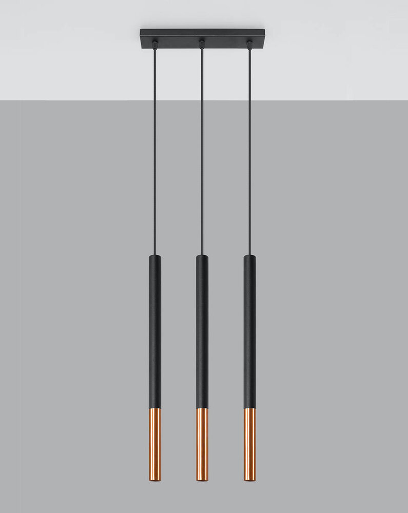 SOLLUX Lighting Group LED Hängeleuchte Schwarz Kupfer MOZAICA - 3 x G9 Fassung - exkl. LED's