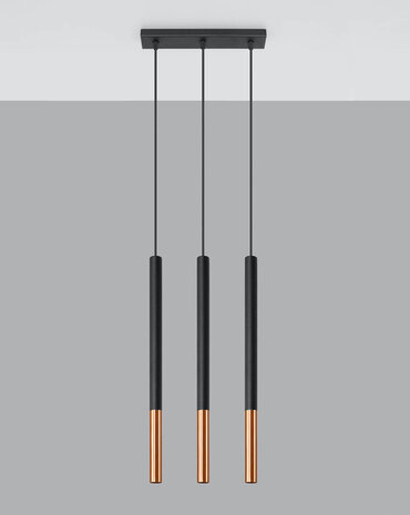 SOLLUX Lighting Group LED Hängeleuchte Schwarz Kupfer MOZAICA - 3 x G9 Fassung - exkl. LED's