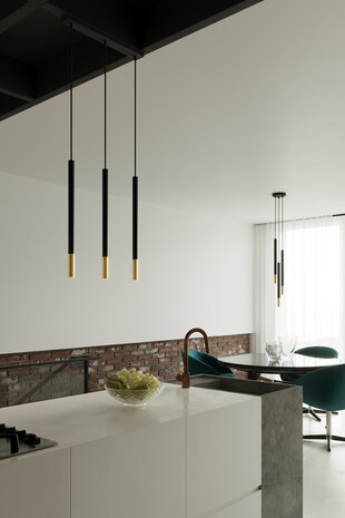 Sollux Lighting LED Hängeleuchte Schwarz Gold MOZAICA - 3 x G9 Fassung - exkl. LED's
