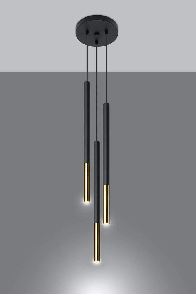 Sollux Lighting LED Hängeleuchte Schwarz Gold MOZAICA - 3 x G9 Fassung - exkl. LED's