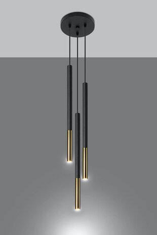 Sollux Lighting LED Hängeleuchte Schwarz Gold MOZAICA - 3 x G9 Fassung - exkl. LED's