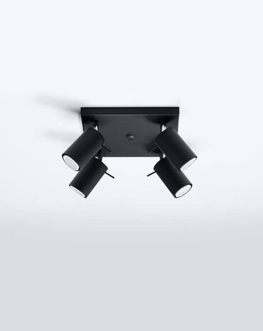 SOLLUX Lighting Group LED Deckenspot Schwarz RING - 4 x GU10 Fassung - exkl. LED's