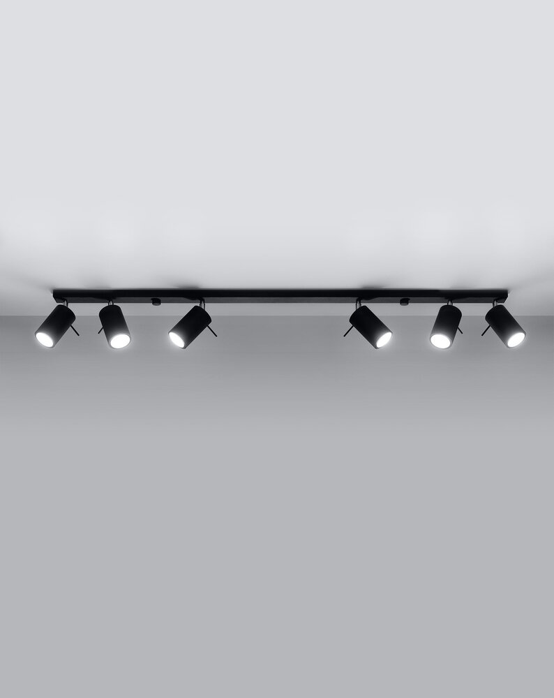 SOLLUX Lighting Group LED Deckenspot Schwarz RING - 6 x GU10 Fassung - exkl. LED's