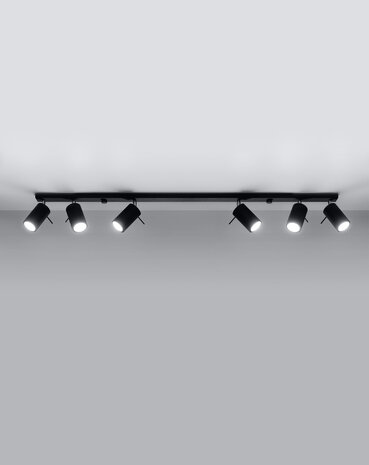 SOLLUX Lighting Group LED Deckenspot Schwarz RING - 6 x GU10 Fassung - exkl. LED's