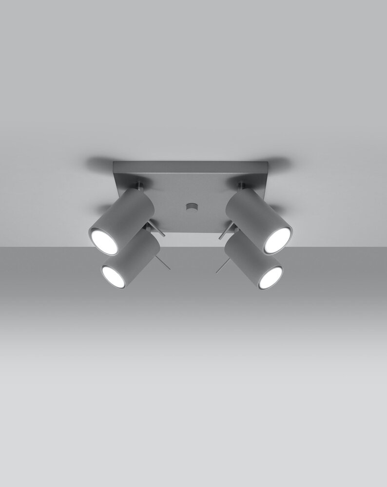 Sollux Lighting LED Deckenspot Grau RING - 4 x GU10 Fassung - exkl. LED's