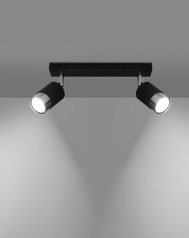 Sollux Lighting LED Deckenspot Schwarz Chrom NERO - 2 x GU10 Fassung - exkl. LED's