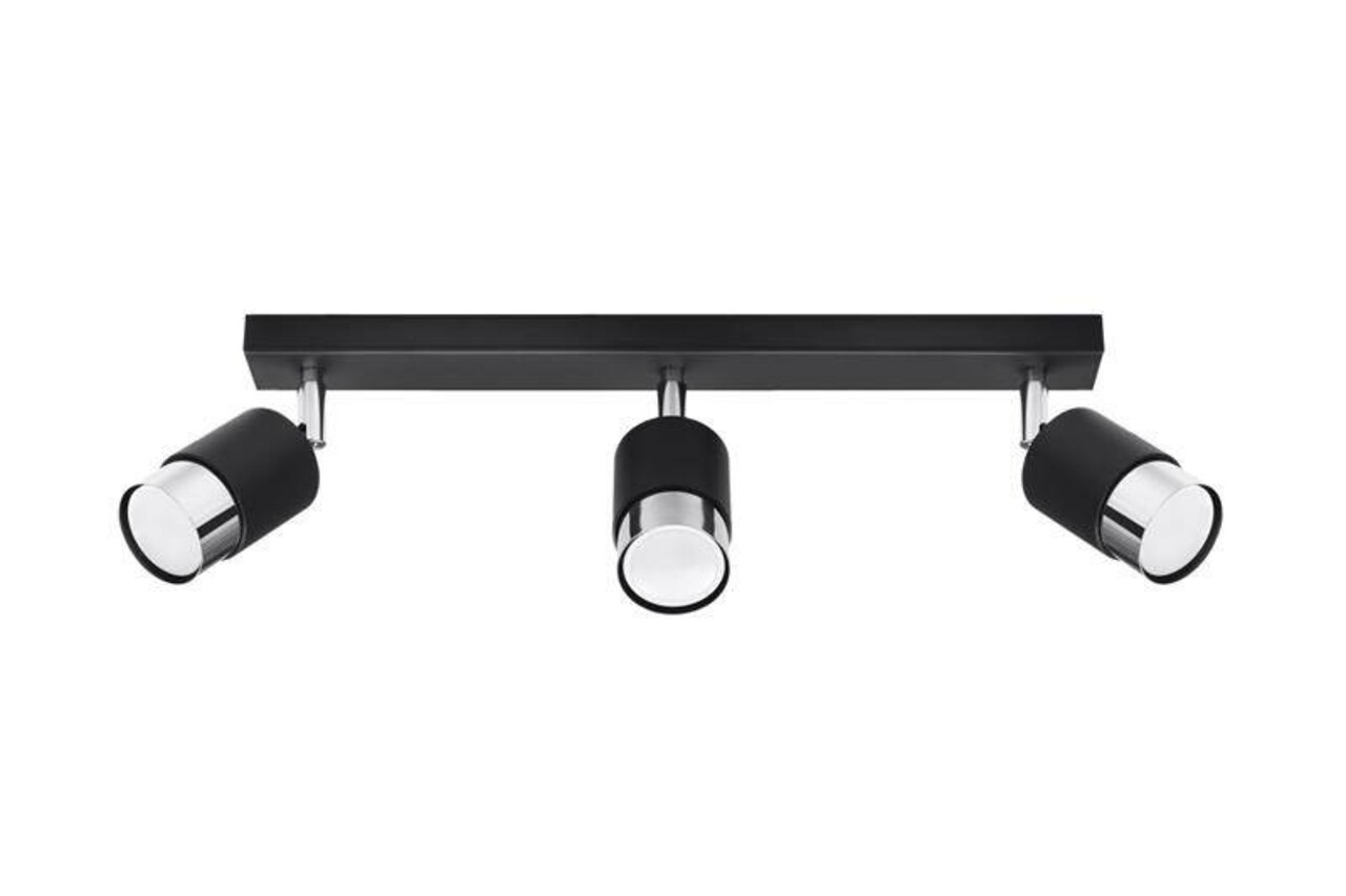 SOLLUX Lighting Group LED Deckenspot Schwarz Chrom NERO - 3 x GU10 Fassung - exkl. LED's SOLLUX Lighting Group LED Deckenspot Schwarz Chrom NERO - 3 x GU10 Fassung - exkl. LED's