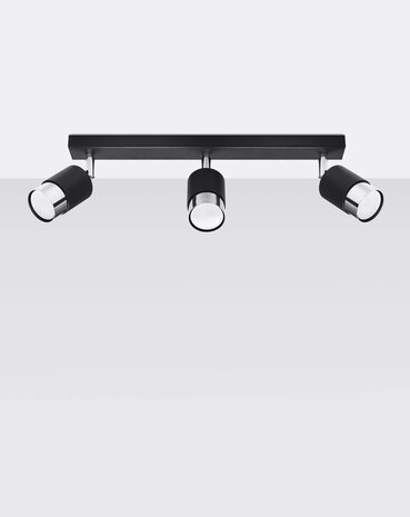 SOLLUX Lighting Group LED Deckenspot Schwarz Chrom NERO - 3 x GU10 Fassung - exkl. LED's SOLLUX Lighting Group LED Deckenspot Schwarz Chrom NERO - 3 x GU10 Fassung - exkl. LED's