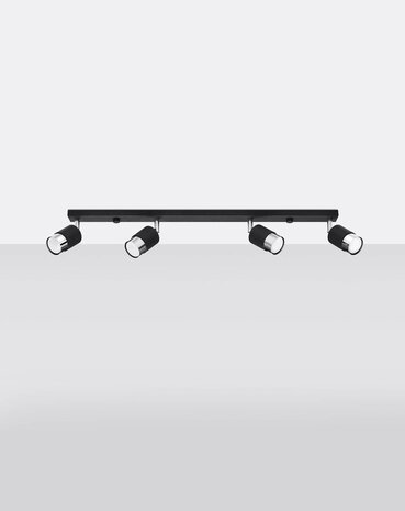 SOLLUX Lighting Group LED Deckenspot Schwarz Chrom NERO - 4 x GU10 Fassung - exkl. LED's SOLLUX Lighting Group LED Deckenspot Schwarz Chrom NERO - 4 x GU10 Fassung - exkl. LED's