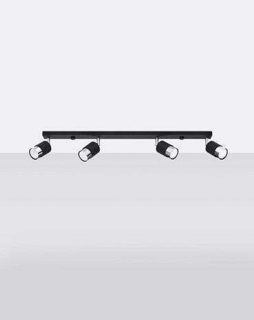 Sollux Lighting LED Deckenspot Schwarz Chrom NERO - 4 x GU10 Fassung - exkl. LED's Sollux Lighting LED Deckenspot Schwarz Chrom NERO - 4 x GU10 Fassung - exkl. LED's