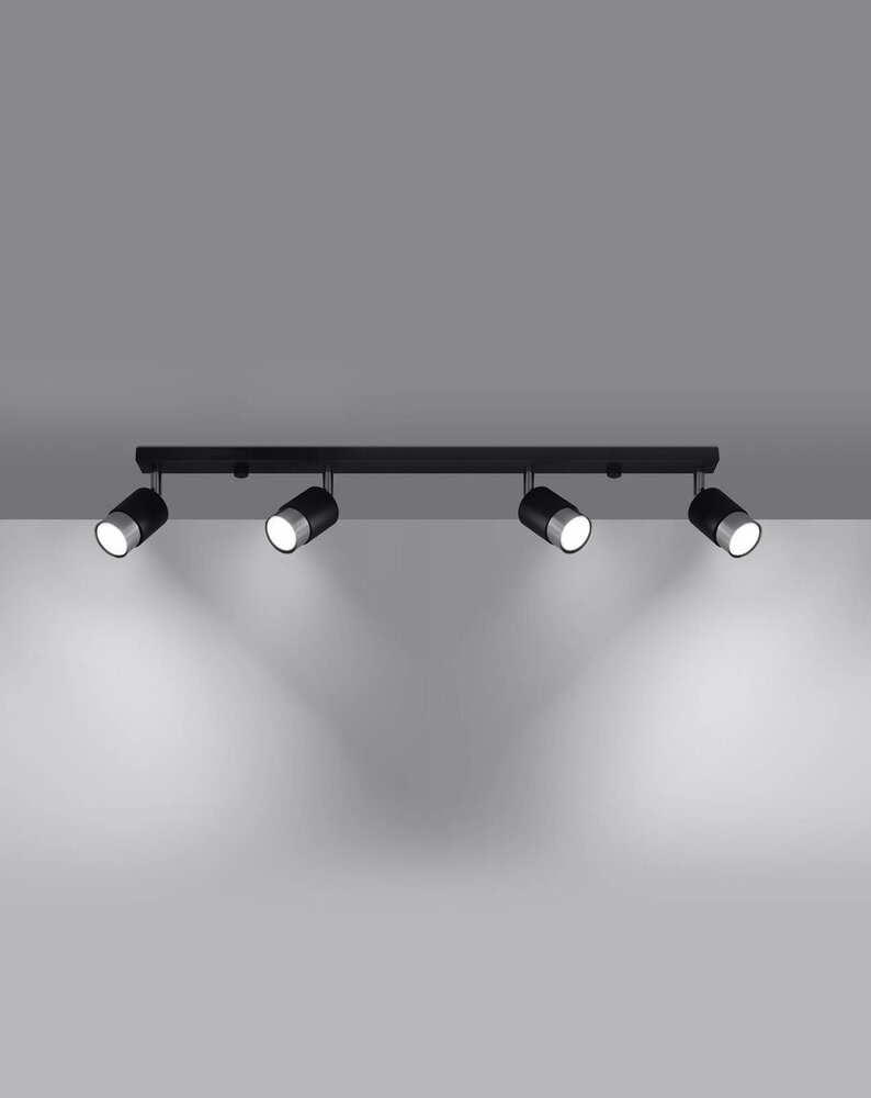 SOLLUX Lighting Group LED Deckenspot Schwarz Chrom NERO - 4 x GU10 Fassung - exkl. LED's SOLLUX Lighting Group LED Deckenspot Schwarz Chrom NERO - 4 x GU10 Fassung - exkl. LED's