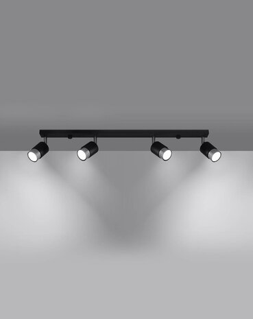 Sollux Lighting LED Deckenspot Schwarz Chrom NERO - 4 x GU10 Fassung - exkl. LED's Sollux Lighting LED Deckenspot Schwarz Chrom NERO - 4 x GU10 Fassung - exkl. LED's