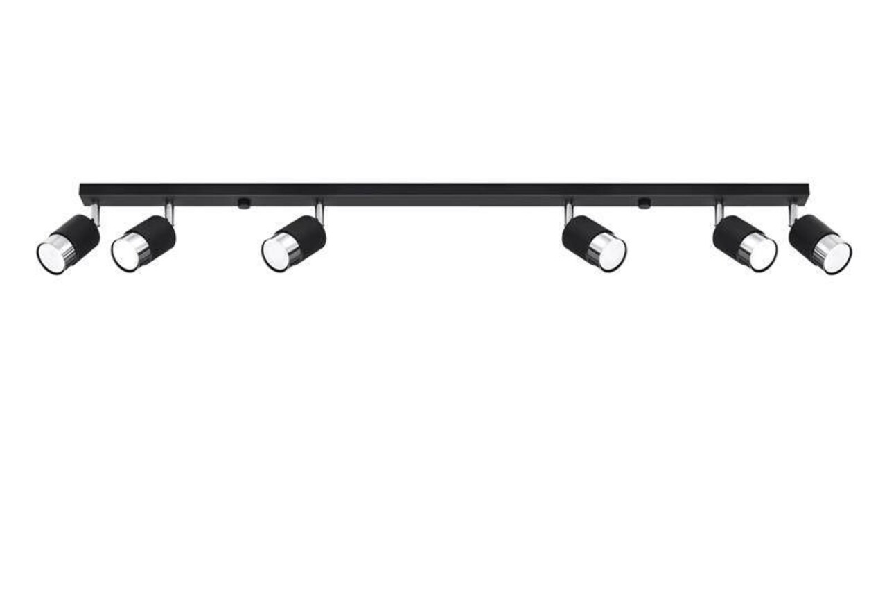 Sollux Lighting LED Deckenspot Schwarz Chrom NERO - 6 x GU10 Fassung - exkl. LED's