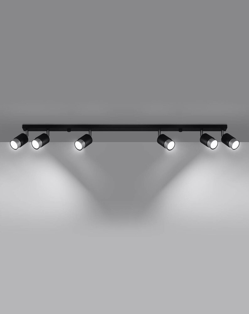 SOLLUX Lighting Group LED Deckenspot Schwarz Chrom NERO - 6 x GU10 Fassung - exkl. LED's SOLLUX Lighting Group LED Deckenspot Schwarz Chrom NERO - 6 x GU10 Fassung - exkl. LED's