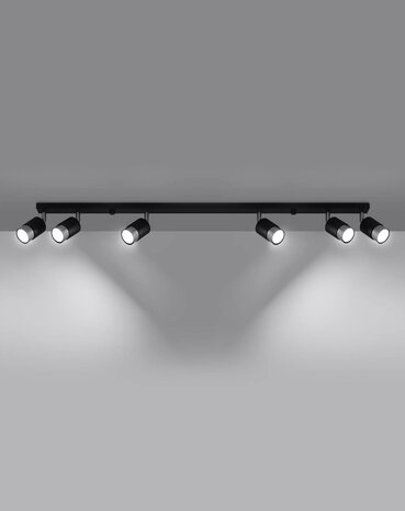 Sollux Lighting LED Deckenspot Schwarz Chrom NERO - 6 x GU10 Fassung - exkl. LED's