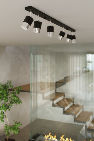 Sollux Lighting LED Deckenspot Schwarz Chrom NERO - 6 x GU10 Fassung - exkl. LED's