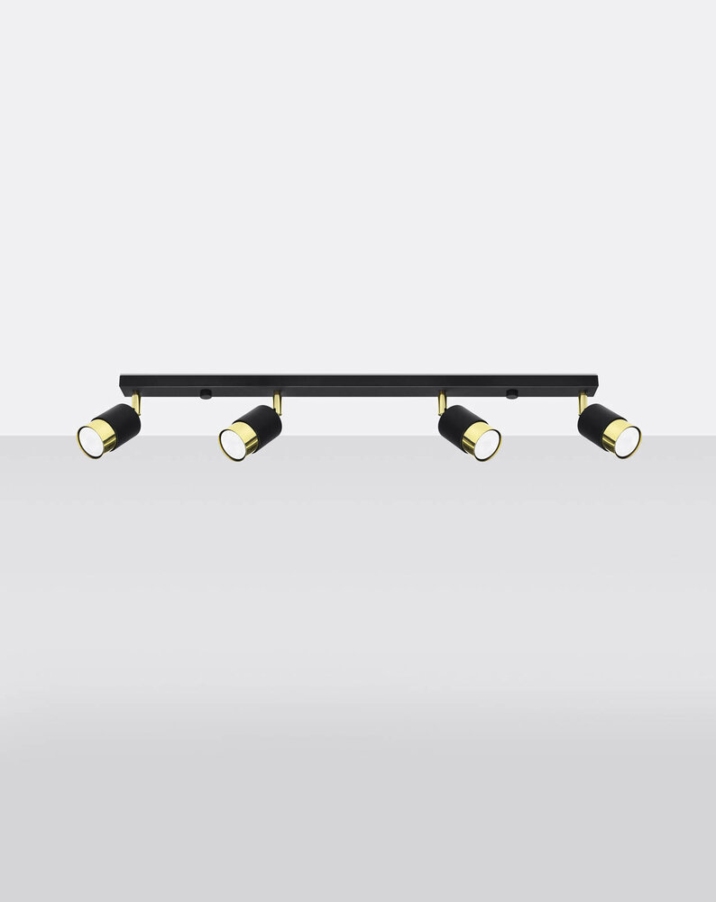 Sollux Lighting LED Deckenspot Schwarz Gold NERO - 4 x GU10 Fassung - exkl. LED's