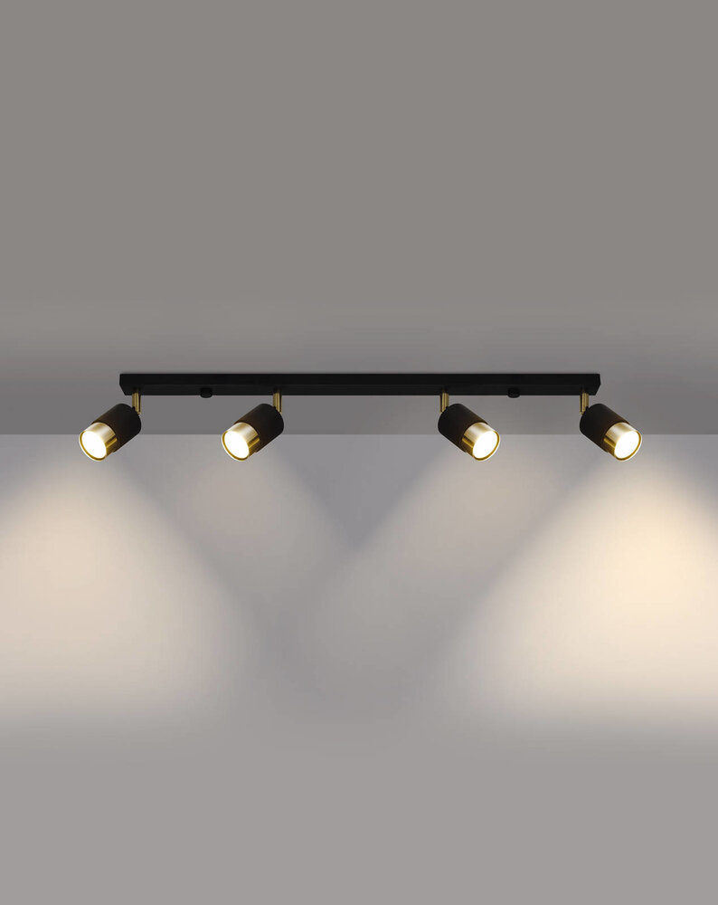 SOLLUX Lighting Group LED Deckenspot Schwarz Gold NERO - 4 x GU10 Fassung - exkl. LED's SOLLUX Lighting Group LED Deckenspot Schwarz Gold NERO - 4 x GU10 Fassung - exkl. LED's