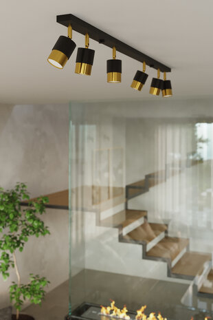 Sollux Lighting LED Deckenspot Schwarz Gold NERO - 4 x GU10 Fassung - exkl. LED's
