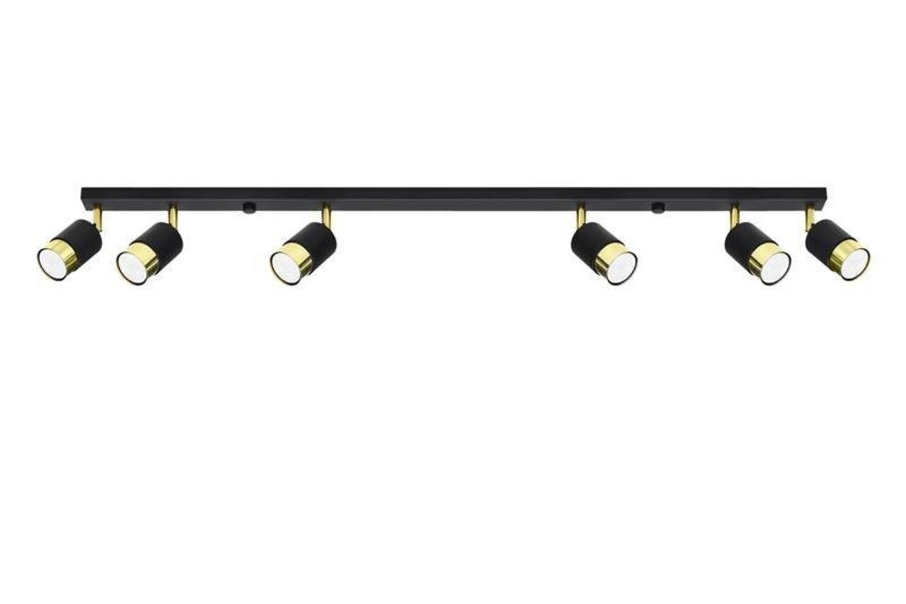 SOLLUX Lighting Group LED Deckenspot Schwarz Gold NERO - 6 x GU10 Fassung - exkl. LED's