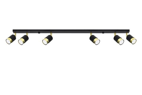 Sollux Lighting LED Deckenspot Schwarz Gold NERO - 6 x GU10 Fassung - exkl. LED's