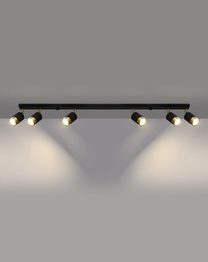 SOLLUX Lighting Group LED Deckenspot Schwarz Gold NERO - 6 x GU10 Fassung - exkl. LED's