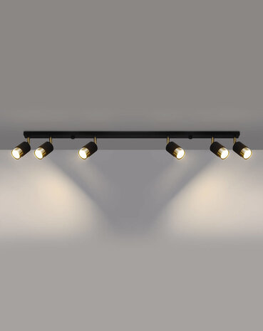 Sollux Lighting LED Deckenspot Schwarz Gold NERO - 6 x GU10 Fassung - exkl. LED's