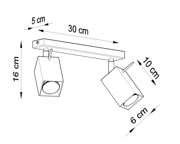Sollux Lighting LED Deckenspot Schwarz MERIDA - 2 x GU10 Fassung - exkl. LED's