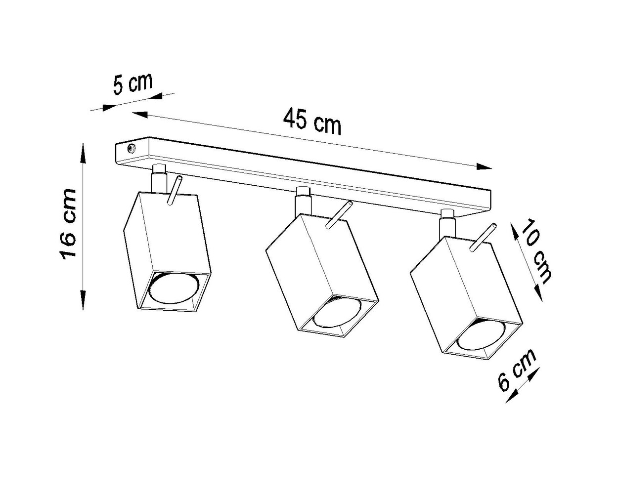 Sollux Lighting LED Deckenspot Schwarz MERIDA - 3 x GU10 Fassung - exkl. LED's