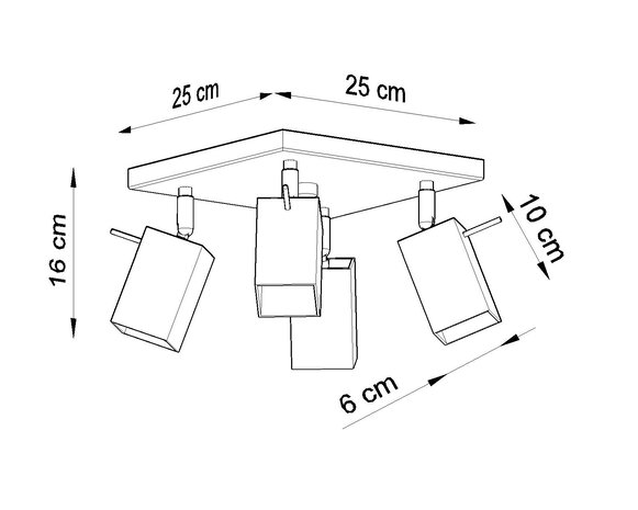 Sollux Lighting LED Deckenspot Schwarz MERIDA - 4 x GU10 Fassung - exkl. LED's