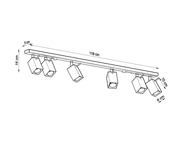 LED - -6 Deckenspot GU10 x Grau MERIDA exkl. LED\'s Fassung