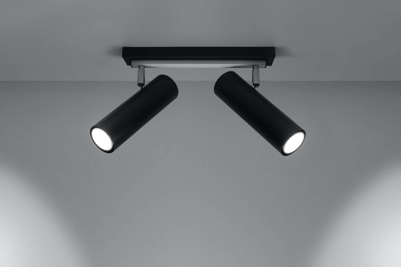 SOLLUX Lighting Group LED Deckenspot Schwarz Silber DIREZIONE - 2 x GU10 Fassung - exkl. LED's SOLLUX Lighting Group LED Deckenspot Schwarz Silber DIREZIONE - 2 x GU10 Fassung - exkl. LED's