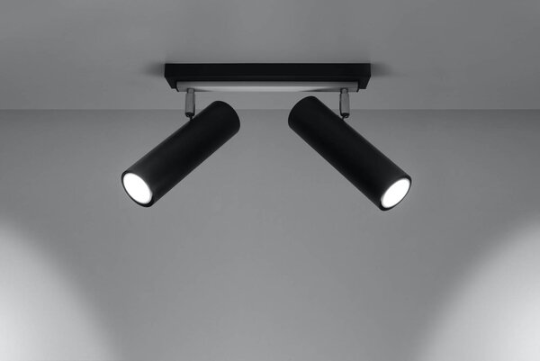 Sollux Lighting LED Deckenspot Schwarz Silber DIREZIONE - 2 x GU10 Fassung - exkl. LED's
